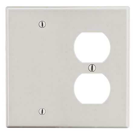 HUBBELL WIRING DEVICE-KELLEMS Wallplate, 2-Gang, 1) Duplex 1) Box Mount Blank, Light Almond P138LA